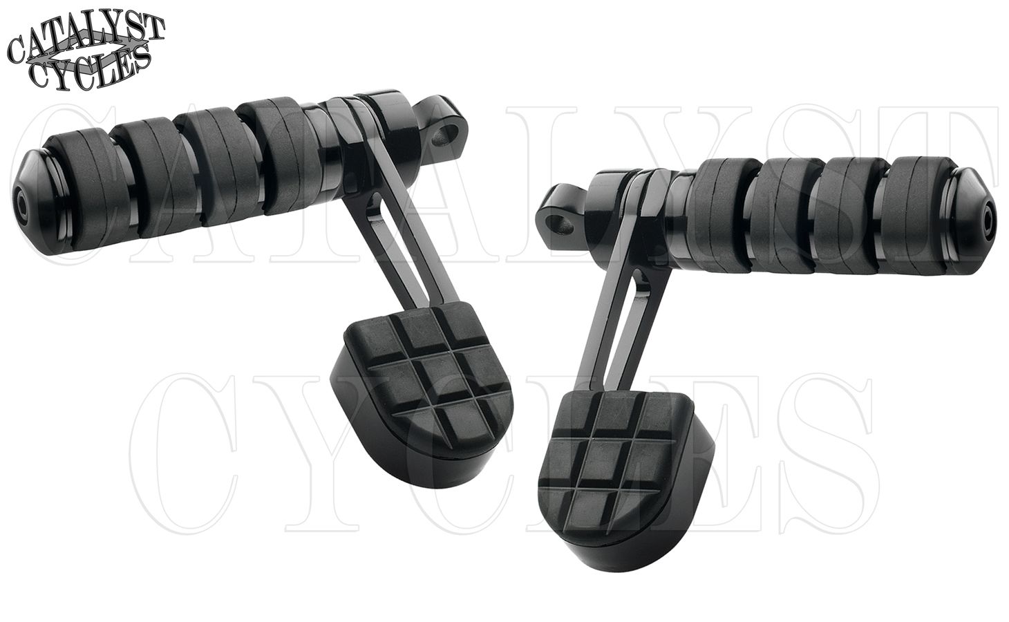 BLACK SPLIT RUBBER FOOT PEGS & HEEL REST ISO STYLE CATS PAW FOOTPEGS
